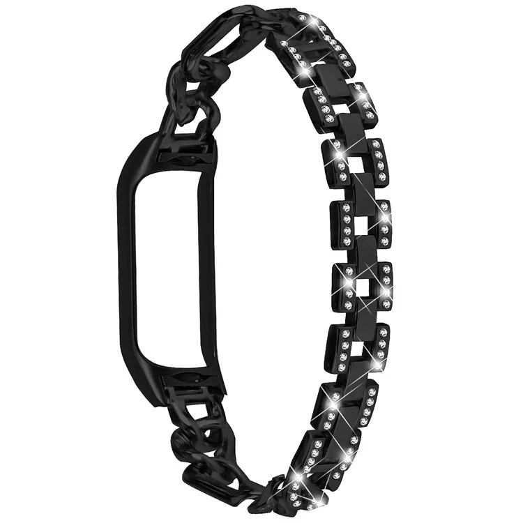 Für Xiaomi Mi Band 7 Rhinestone Dekor Legierungs-Uhrenarmband mit Uhrengehäuse - Schwarz