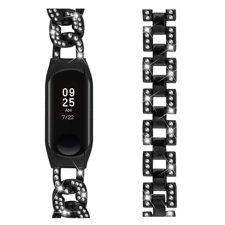 Für Xiaomi Mi Band 7 Rhinestone Dekor Legierungs-Uhrenarmband mit Uhrengehäuse - Schwarz
