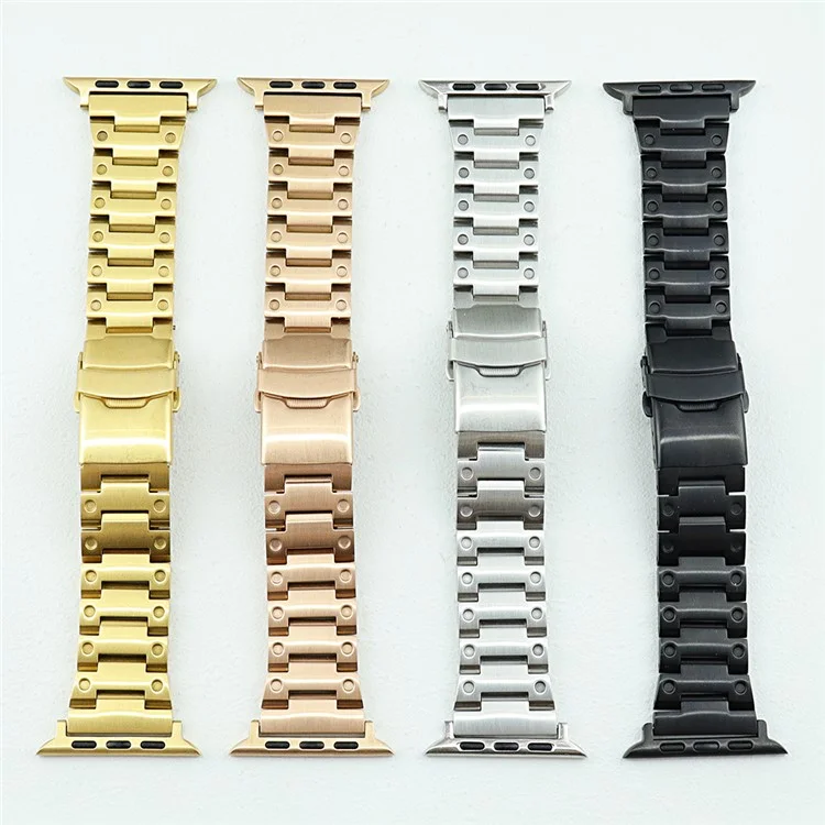 Watch Strap for Apple Watch Series 10 42mm / 9 8 7 41mm / SE (2023) SE (2022) SE 6 5 4 40mm / 3 2 1 38mm Men Watch Band Stainless Steel Dots Wrist Strap - Gold