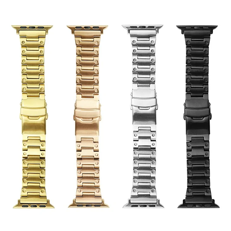 Watch Strap for Apple Watch Series 10 42mm / 9 8 7 41mm / SE (2023) SE (2022) SE 6 5 4 40mm / 3 2 1 38mm Men Watch Band Stainless Steel Dots Wrist Strap - Gold