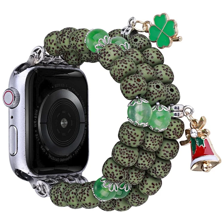 Watch Band for Apple Watch Series 10 46mm / Ultra 2 Ultra 49mm /  Series 9 8 7 45mm / 6 5 4 SE (2023) SE (2022) SE 44mm / 3 2 1 42mm , Color Bodhi-Shape Beaded Strap - Green
