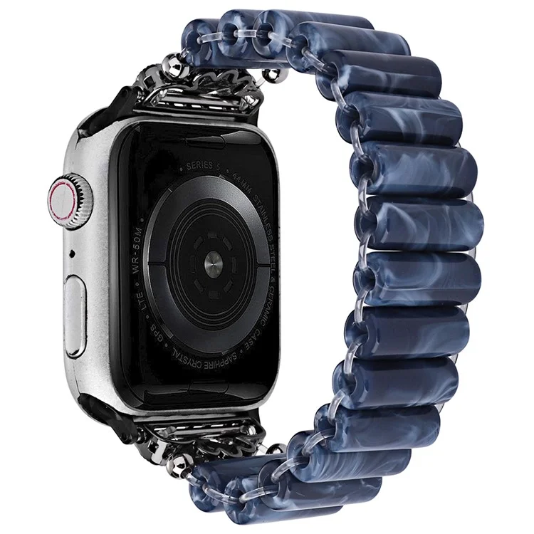 Watch Band for Apple Watch Series 10 42mm / 9 8 7 41mm / SE (2023) SE (2022) SE 6 5 4 40mm / 3 2 1 38mm Tube Bead Resin Strap - Blue