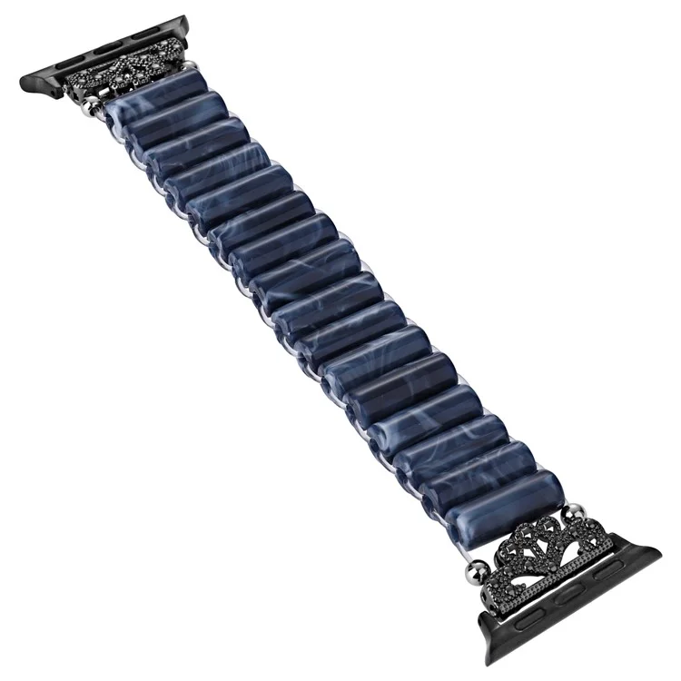 Watch Band for Apple Watch Series 10 42mm / 9 8 7 41mm / SE (2023) SE (2022) SE 6 5 4 40mm / 3 2 1 38mm Tube Bead Resin Strap - Blue