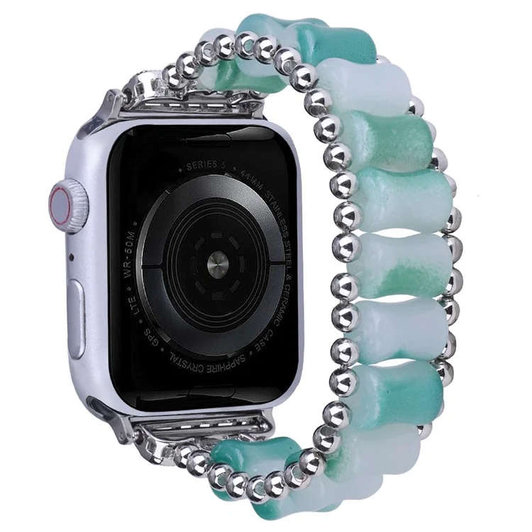 Watch Band for Apple Watch Series 10 46mm / Ultra 2 Ultra 49mm /  Series 9 8 7 45mm / 6 5 4 SE (2023) SE (2022) SE 44mm / 3 2 1 42mm , Bamboo Shaped Resin Bracelet Jewelry Wristband - Olive Green