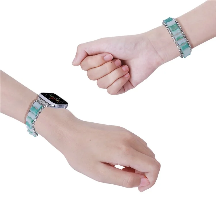 Watch Band for Apple Watch Series 10 46mm / Ultra 2 Ultra 49mm /  Series 9 8 7 45mm / 6 5 4 SE (2023) SE (2022) SE 44mm / 3 2 1 42mm , Bamboo Shaped Resin Bracelet Jewelry Wristband - Olive Green