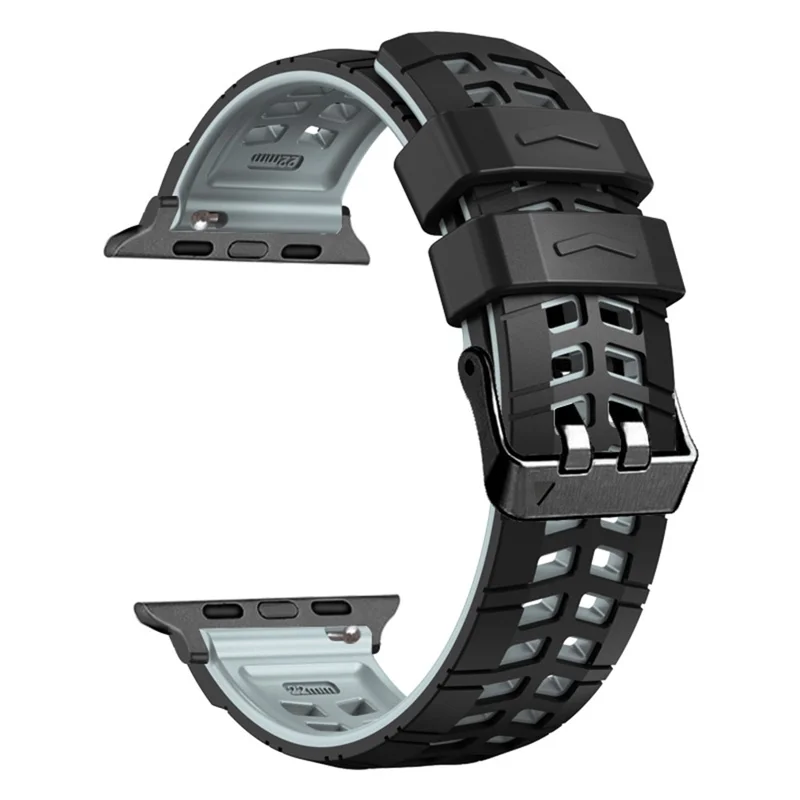 Cinturino per Apple Watch Serie 10 42mm / 9 8 7 41mm / SE (2023) SE (2022) SE 6 5 4 40mm / 3 2 1 38mm Dual Color Wrist Band Regolabile Cinturino in Silicone - Nero+Grigio