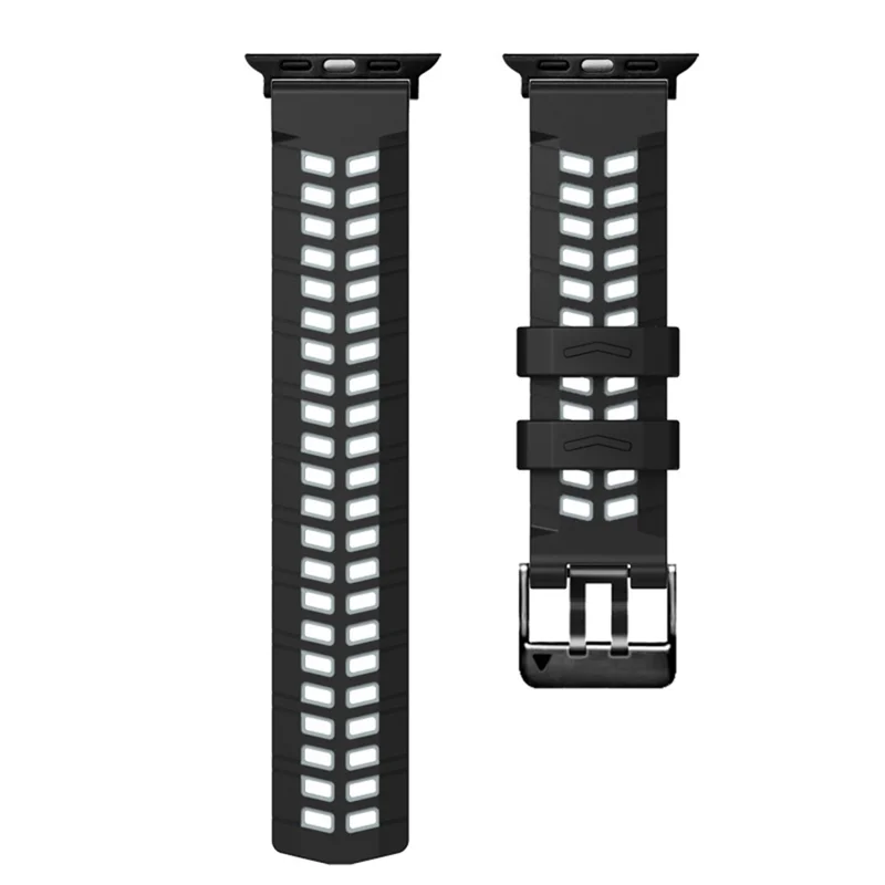 Cinturino per Apple Watch Serie 10 42mm / 9 8 7 41mm / SE (2023) SE (2022) SE 6 5 4 40mm / 3 2 1 38mm Dual Color Wrist Band Regolabile Cinturino in Silicone - Nero+Grigio