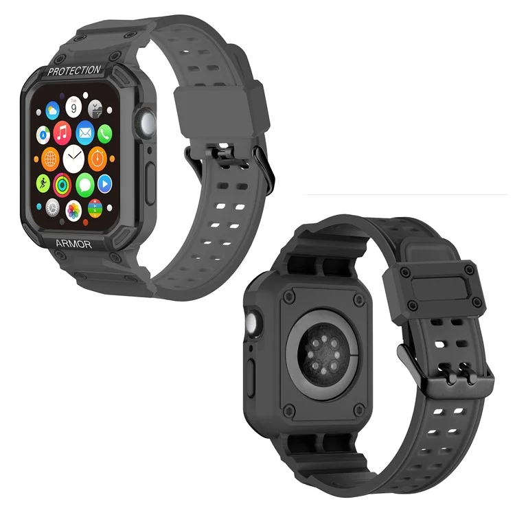 Pour Apple Watch Series 8 / 7 41mm / 6 / 5 / 4 / SE / SE (2022) 40mm 2-en-1 Bracelet Poignet Étui de Montre en TPU avec Couvercle Supérieur en PC - Noir+Noir