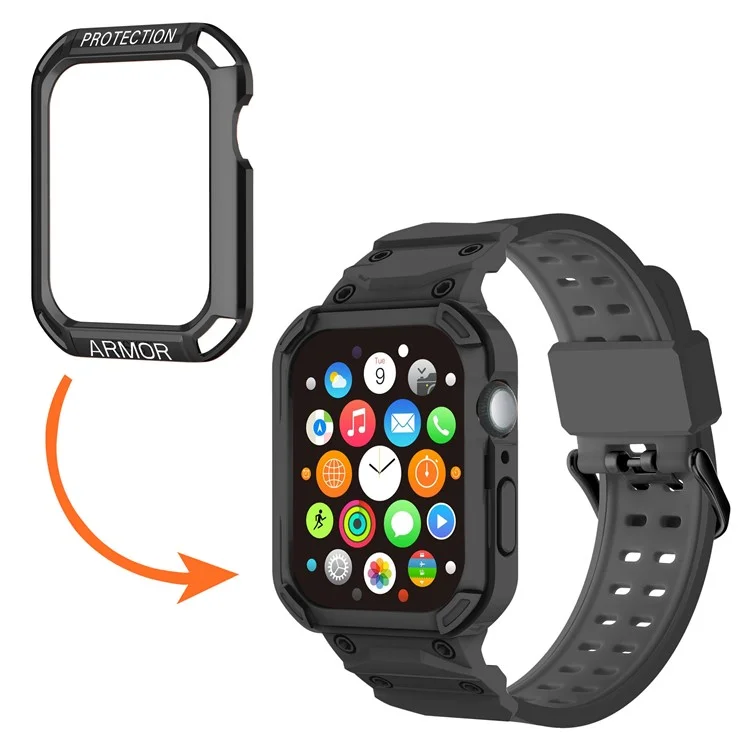 Pour Apple Watch Series 8 / 7 41mm / 6 / 5 / 4 / SE / SE (2022) 40mm 2-en-1 Bracelet Poignet Étui de Montre en TPU avec Couvercle Supérieur en PC - Noir+Noir