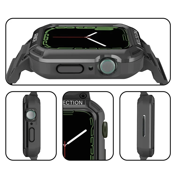 Pour Apple Watch Series 8 / 7 41mm / 6 / 5 / 4 / SE / SE (2022) 40mm 2-en-1 Bracelet Poignet Étui de Montre en TPU avec Couvercle Supérieur en PC - Noir+Noir