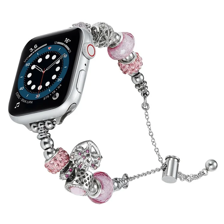 Pulsera para Apple Watch Series 10 46mm / Ultra 2 Ultra 49mm / Series 9 8 7 45mm / 6 5 4 SE (2023) SE (2022) SE 44mm / 3 2 1 42mm, Pulsera de Cuentas - Rosa / Corazón