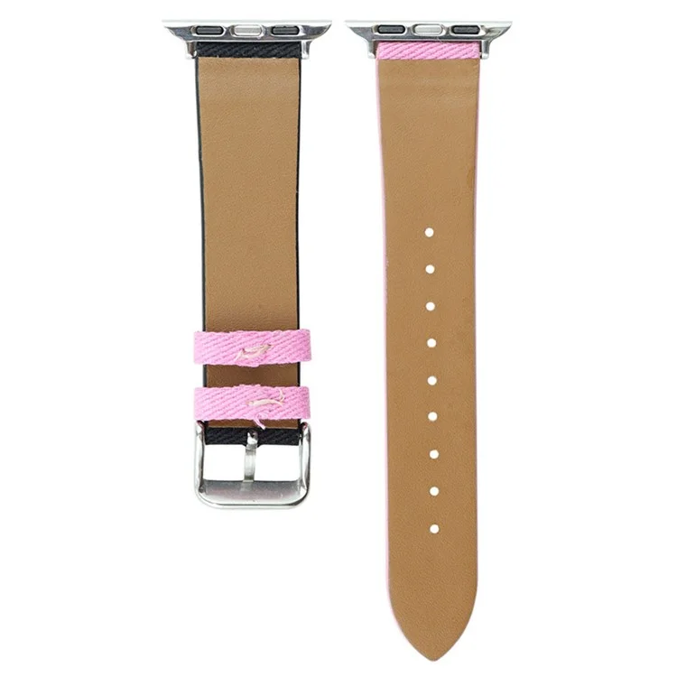 Para Apple Watch Series 10 46mm / Ultra 2 Ultra 49mm / Series 9 8 7 45mm / 6 5 4 SE (2023) SE (2022) SE 44mm / 3 2 1 42mm Cute Words Canvas Watchband Reemplazo Watch Strap - Negro / Rosa