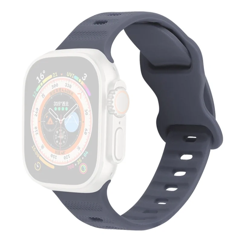 Watch Strap for Apple Watch Series 11 10 42mm / 9 8 7 41mm / SE3 SE2 SE 6 5 4 40mm / 3 2 1 38mm Silicone Watch Band Butterfly Buckle Wrist Strap - Grey