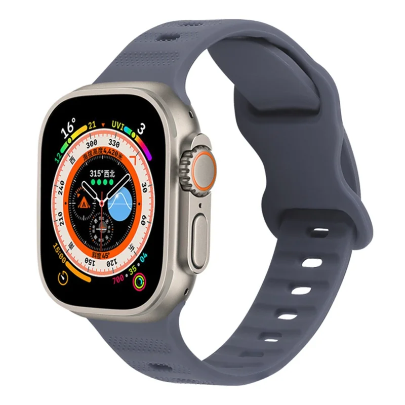 Watch Strap for Apple Watch Series 11 10 42mm / 9 8 7 41mm / SE3 SE2 SE 6 5 4 40mm / 3 2 1 38mm Silicone Watch Band Butterfly Buckle Wrist Strap - Grey