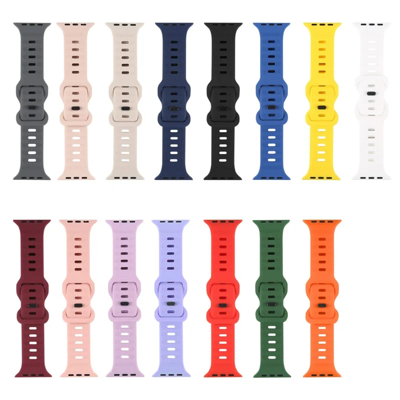 Watch Strap for Apple Watch Series 11 10 42mm / 9 8 7 41mm / SE3 SE2 SE 6 5 4 40mm / 3 2 1 38mm Silicone Watch Band Butterfly Buckle Wrist Strap - Grey