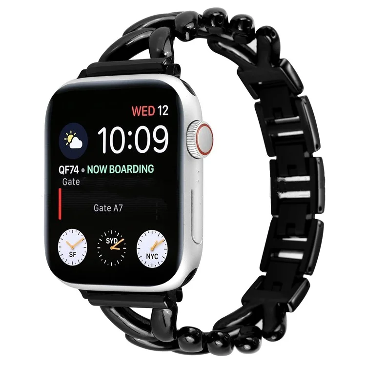 Pour Apple Watch Series 10 46mm / Ultra 2 Ultra 49mm / Série 9 8 7 45mm / 6 5 4 SE (2023) SE (2022) SE 44mm / 3 2 1 42mm Remplacement de bracelet de montre en alliage - Noir
