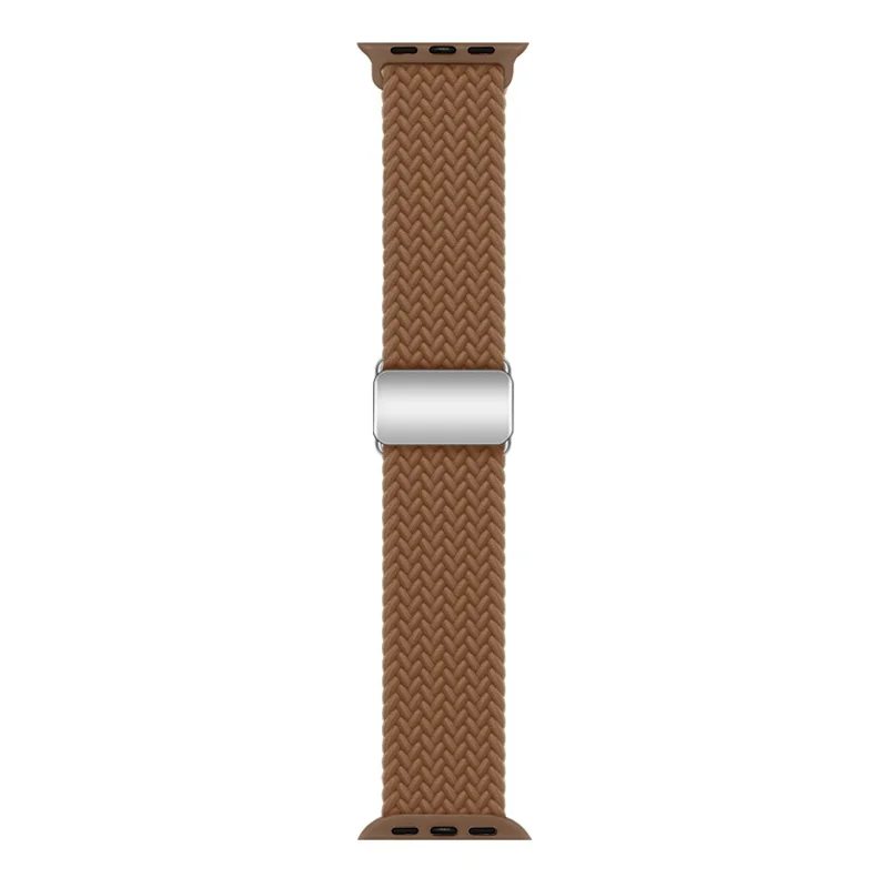 Para Apple Watch Series 10 46mm / Ultra 2 Ultra 49mm / Series 9 8 7 45mm / 6 5 4 SE (2023) SE (2022) SE 44mm / 3 2 1 42mm Nylon Braided Watch Band Magnetic Buckle Wrist Strap - Marrón