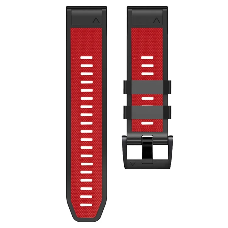Correa de reloj con textura de diamante para Garmin Tactix 7 Pro / Fenix 7X / 6X Pro / 5X Plus, correa deportiva de silicona bicolor de 26 mm - Rojo+Negro