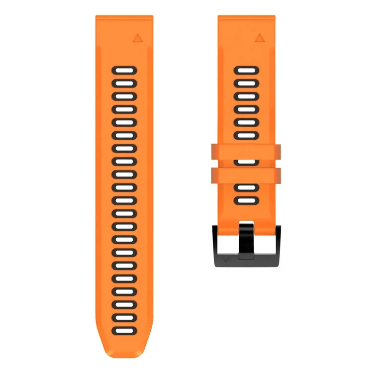 26mm Uhrenarmband für Garmin Tactix 7 Pro / Fenix 7X / 6X Pro / 5X Plus , Glatter Silikon-Zweifarbiger Armreif - Orange+Schwarz