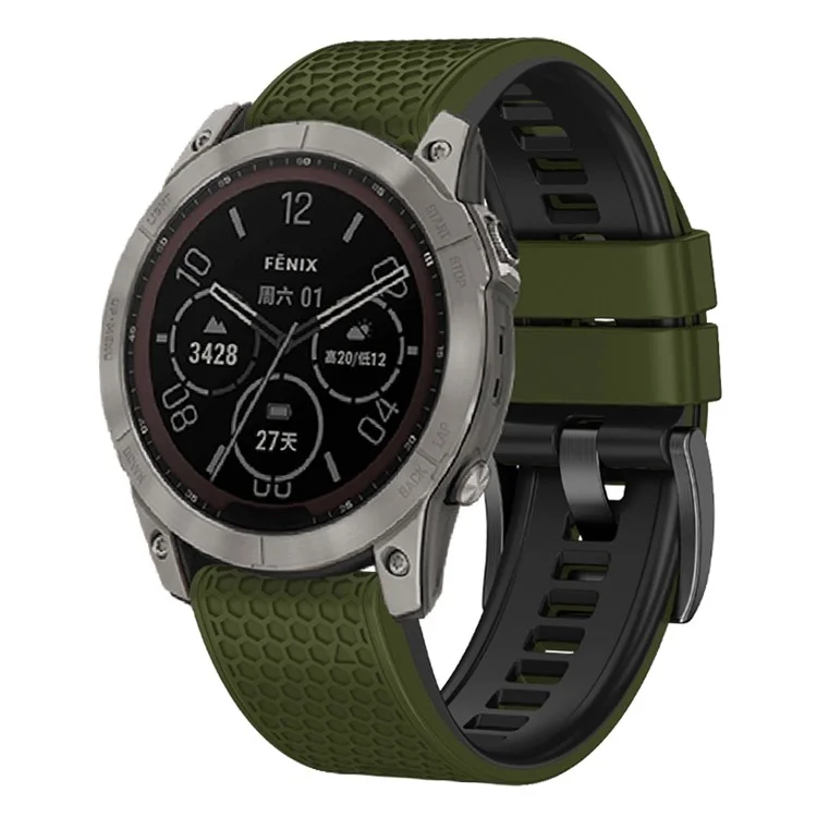 Dot Texture Silicone Band für Garmin Tactix 7 Pro  /  Fenix 7X  /  6X Pro  /  5X Plus , 26mm Dual-color Uhrenarmband - Army Green+Schwarz