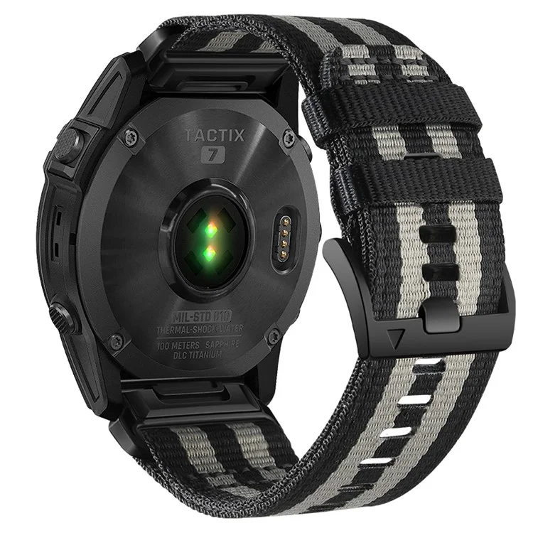 Banda de relógio de lona de náilon para Garmin Fenix 7 / Forerunner 965 / 955 / 945 / 935 Pulseira de liberação rápida - Preto / Cinza