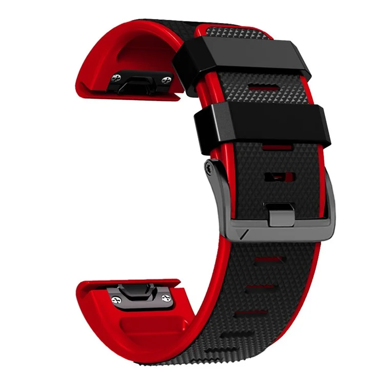 For Garmin Fenix 7 / Forerunner 965 / 955 / 945 / 935 Armband Diamond Texture Silicone Dual-Color Watch Strap - Black + Red