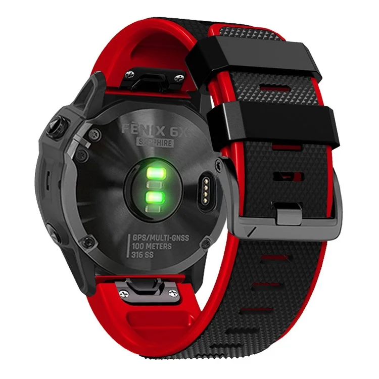 For Garmin Fenix 7 / Forerunner 965 / 955 / 945 / 935 Armband Diamond Texture Silicone Dual-Color Watch Strap - Black + Red