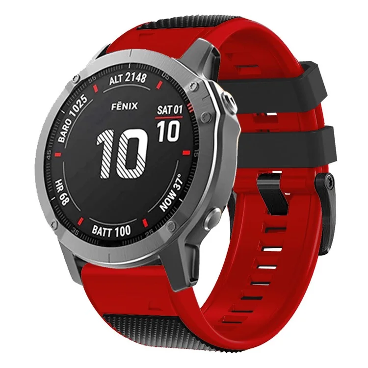 For Garmin Fenix 7 / Forerunner 965 / 955 / 945 / 935 Armband Diamond Texture Silicone Dual-Color Watch Strap - Black + Red