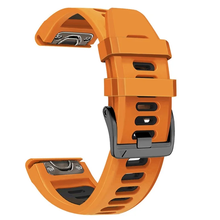Bracelet de montre bicolore pour Garmin Fenix 7 / Forerunner 965 / 955 / 945 / 935, sangle souple en silicone lisse - Orange+Noir