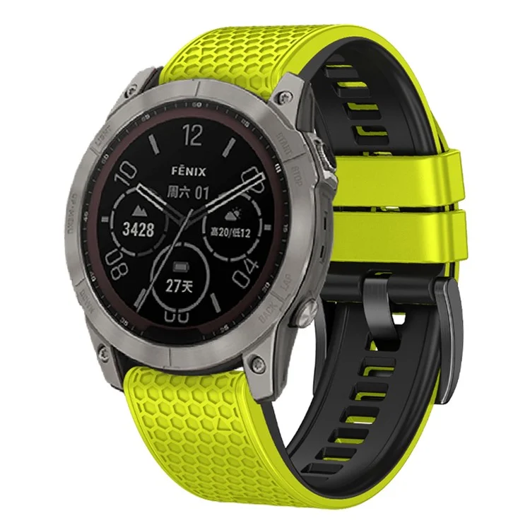 Dot Texture Watch Band for Garmin Fenix 7 / Forerunner 965 / 955 / 945 / 935 , Soft Silicone Dual-color Wrist Strap - Lime+Black