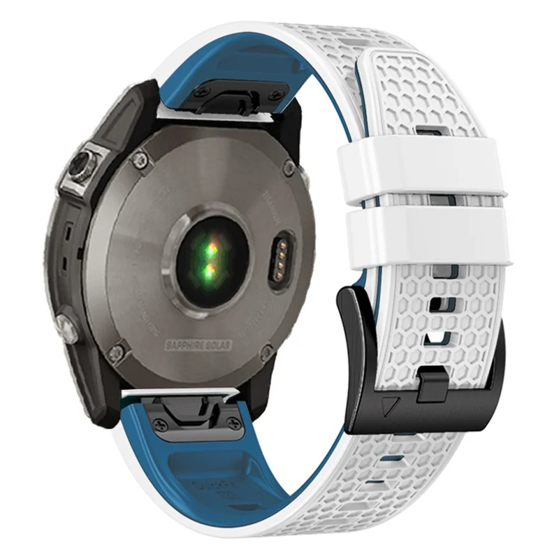 حزام ساعة بنقاط لل Garmin Fenix 7 / Forerunner 965 / 955 / 945 / 935، حزام معصمي مرن مصنوع من السيليكون ثنائي الألوان - أبيض + أزرق