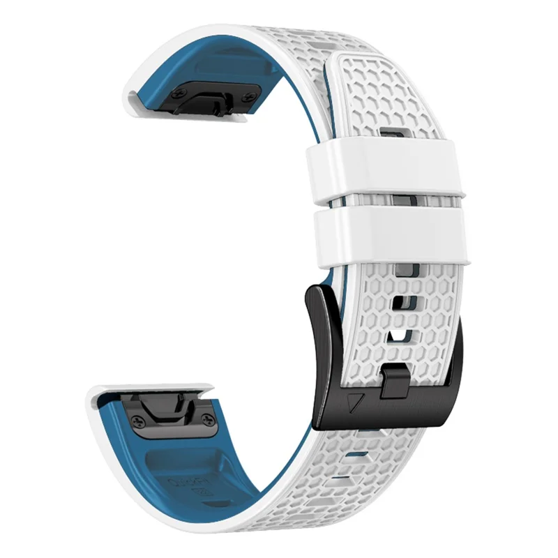 حزام ساعة بنقاط لل Garmin Fenix 7 / Forerunner 965 / 955 / 945 / 935، حزام معصمي مرن مصنوع من السيليكون ثنائي الألوان - أبيض + أزرق