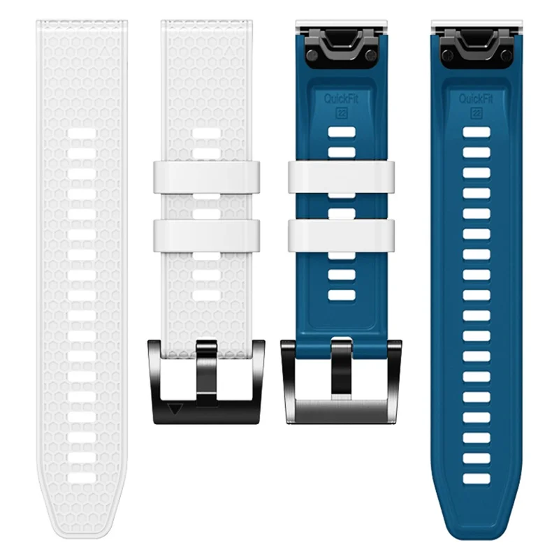 حزام ساعة بنقاط لل Garmin Fenix 7 / Forerunner 965 / 955 / 945 / 935، حزام معصمي مرن مصنوع من السيليكون ثنائي الألوان - أبيض + أزرق