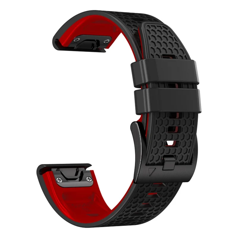 Dot Texture Watch Band for Garmin Fenix 7 / Forerunner 965 / 955 / 945 / 935 , Soft Silicone Dual-color Wrist Strap - Black+Red