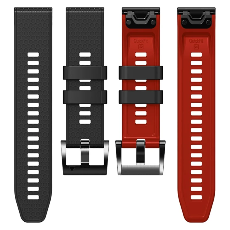 Dot Texture Watch Band for Garmin Fenix 7 / Forerunner 965 / 955 / 945 / 935 , Soft Silicone Dual-color Wrist Strap - Black+Red
