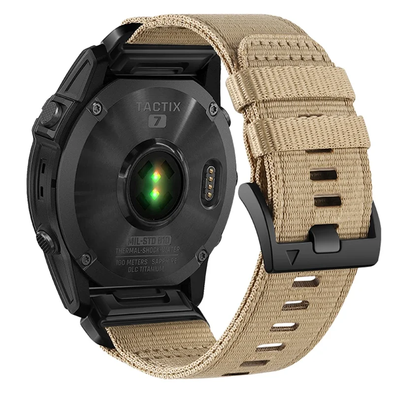 Nylon Canvas Quick Release Band for Garmin Tactix 7 Pro / Fenix 7X / 6X Pro , 26mm Sport Watch Strap - Khaki