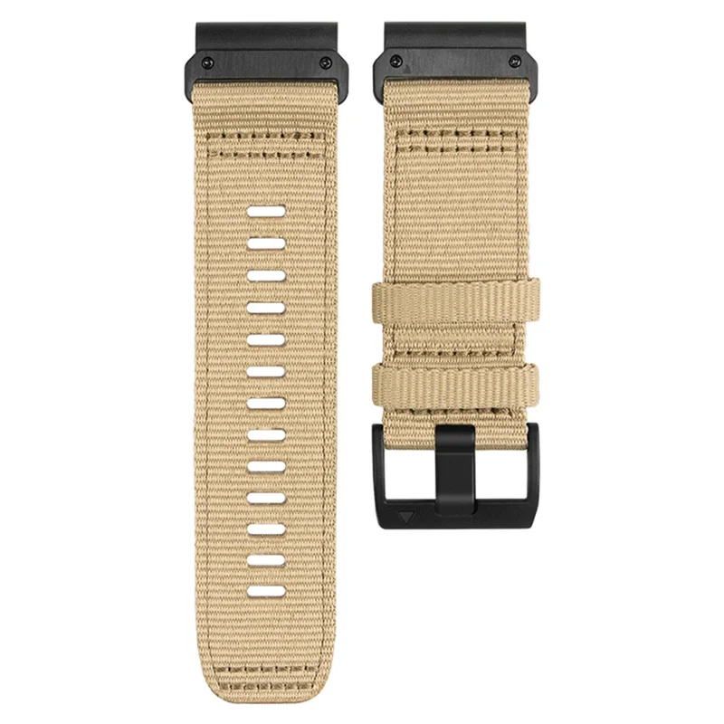 Nylon Canvas Quick Release Band for Garmin Tactix 7 Pro / Fenix 7X / 6X Pro , 26mm Sport Watch Strap - Khaki