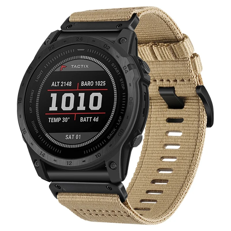 Nylon Canvas Quick Release Band for Garmin Tactix 7 Pro / Fenix 7X / 6X Pro , 26mm Sport Watch Strap - Khaki