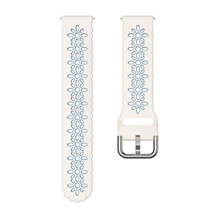 For Garmin Vivomove 3S / Samsung Gear Sport  / Huawei Watch GT 2 42mm Silicone Watchband 20mm Flower Hollow Dual Color Watch Strap - White / Baby Blue