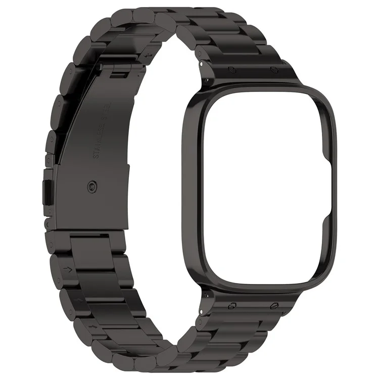 Pour Xiaomi Redmi Watch 3 Lite / Watch 3 Active Bracelet de Montre 3 Perles Métal avec Boîtier de Montre - Noir