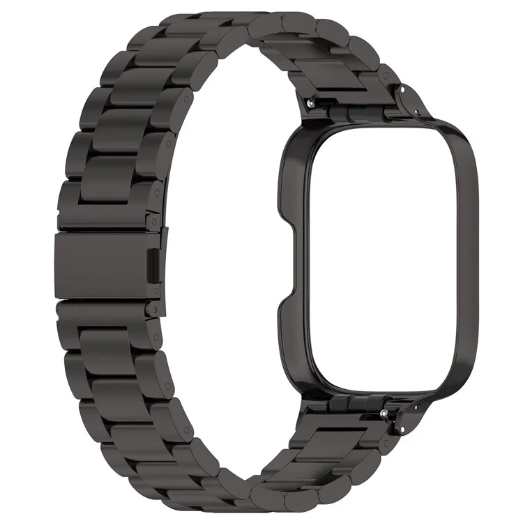 Pour Xiaomi Redmi Watch 3 Lite / Watch 3 Active Bracelet de Montre 3 Perles Métal avec Boîtier de Montre - Noir