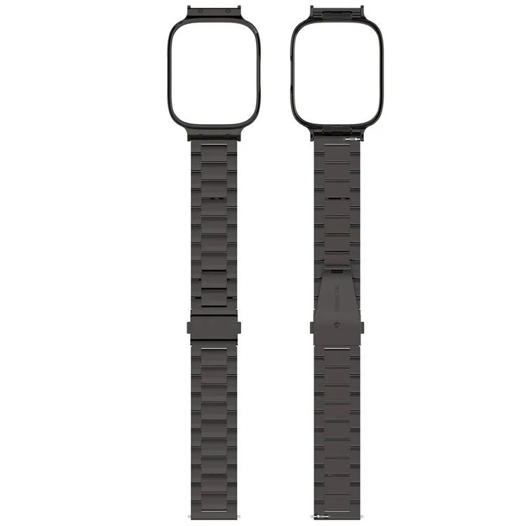 Pour Xiaomi Redmi Watch 3 Lite / Watch 3 Active Bracelet de Montre 3 Perles Métal avec Boîtier de Montre - Noir
