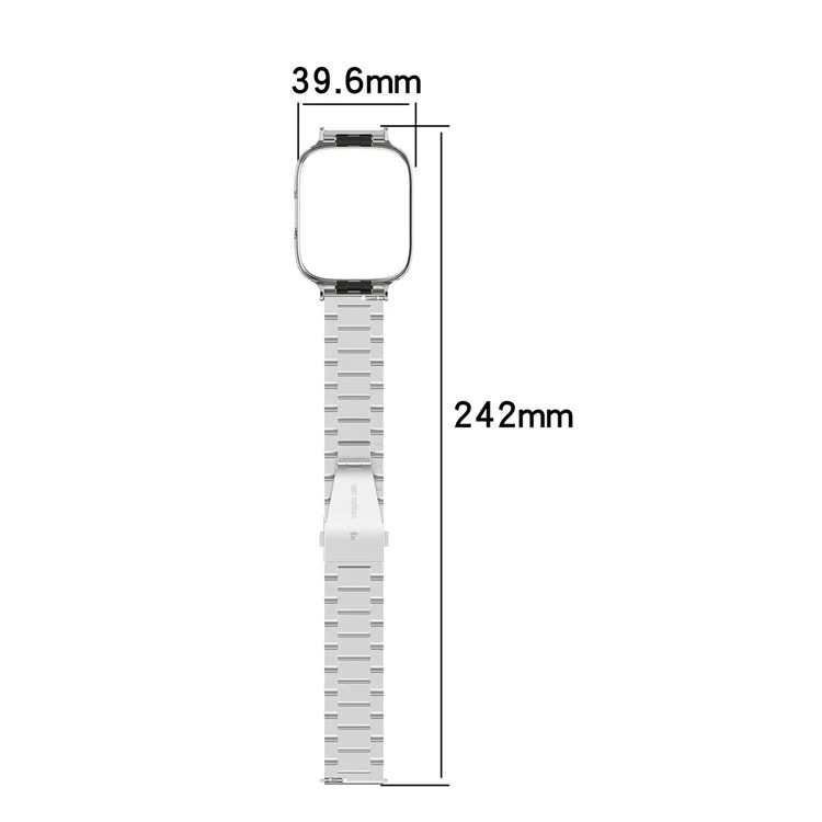 Pour Xiaomi Redmi Watch 3 Lite / Watch 3 Active Bracelet de Montre 3 Perles Métal avec Boîtier de Montre - Noir