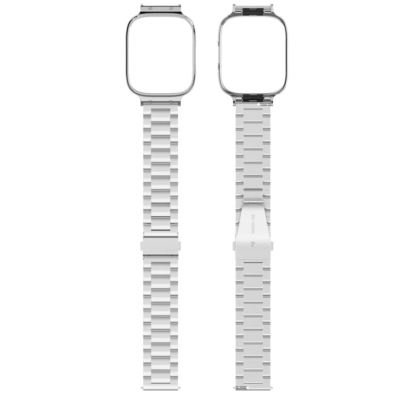 For Xiaomi Redmi Watch 3 Lite / Watch 3 Active Watch Band 3 Beads Metal Wrist Strap with Watch Case - Silver