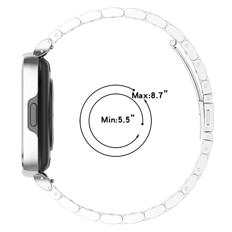 For Xiaomi Redmi Watch 3 Lite / Watch 3 Active Watch Band 3 Beads Metal Wrist Strap with Watch Case - Silver