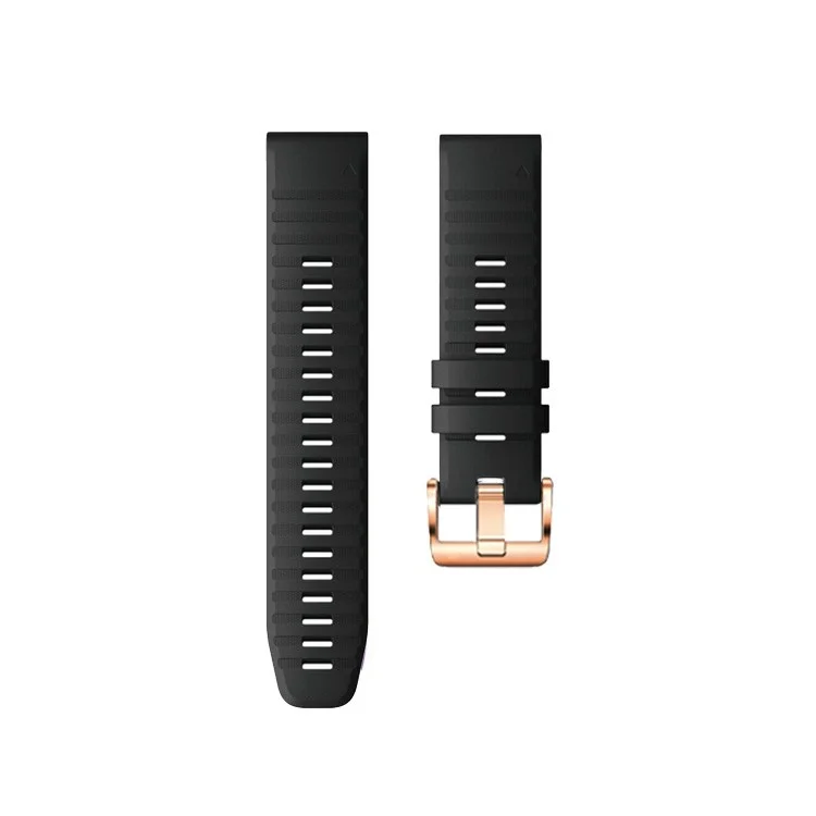 Watch Bands for Garmin Fenix 7S / 6S Pro / 5S Plus / Instinct 2S , Horizontal Stripes Silicone 20mm Strap with Rose Gold Buckle - Black