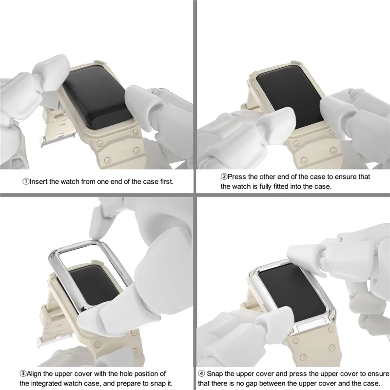 For Huawei Band 6 / Band 7 / Band 8 / Band 8 NFC / Band 9 / Band 9 NFC TPU Watch Strap + Hard PC Case Smartwatch Band - Silver+Beige