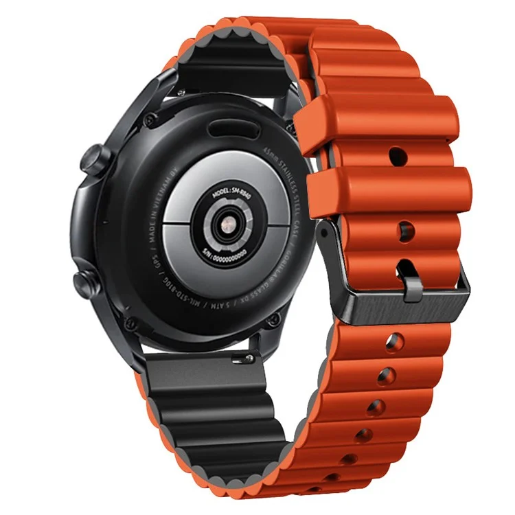 Silicone Watch Band for Suunto Vertical / 9 Peak Pro / 5 Peak , Horizontal Stripes 22mm Dual-color Bracelet with Black Buckle - Orange+Black