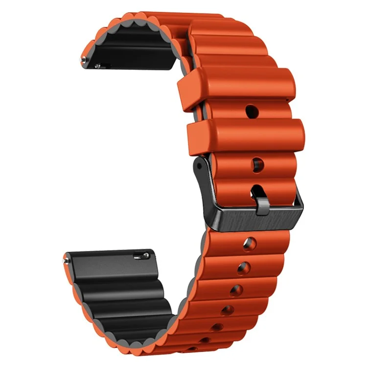 Silicone Watch Band for Suunto Vertical / 9 Peak Pro / 5 Peak , Horizontal Stripes 22mm Dual-color Bracelet with Black Buckle - Orange+Black