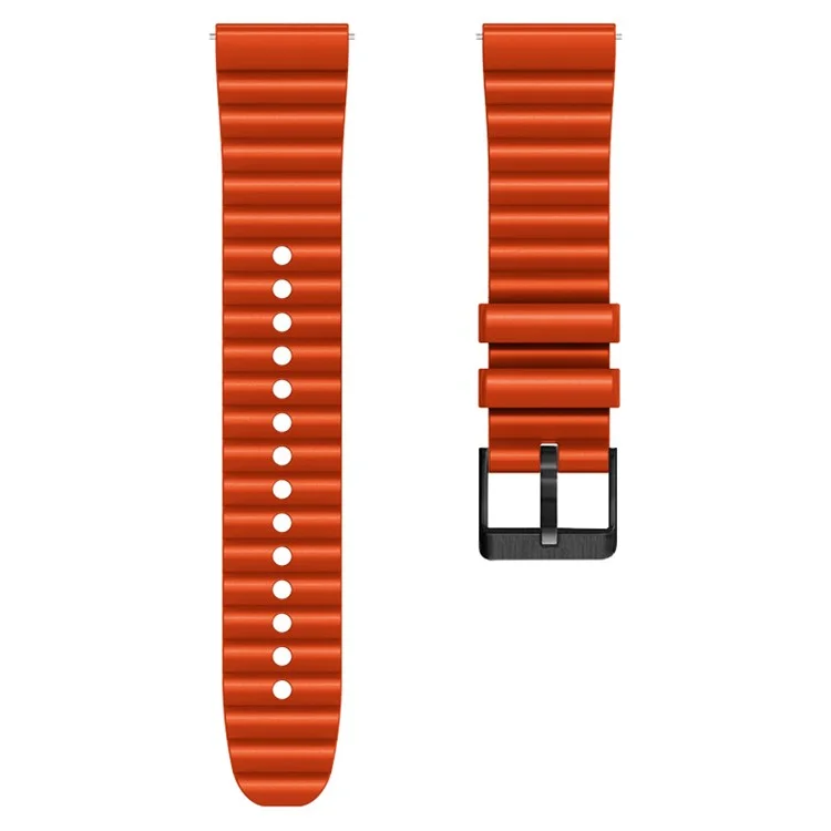 Silicone Watch Band for Suunto Vertical / 9 Peak Pro / 5 Peak , Horizontal Stripes 22mm Dual-color Bracelet with Black Buckle - Orange+Black